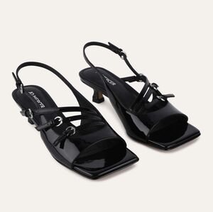 Jo Mercer Monica Black Patent Leather Low Heel